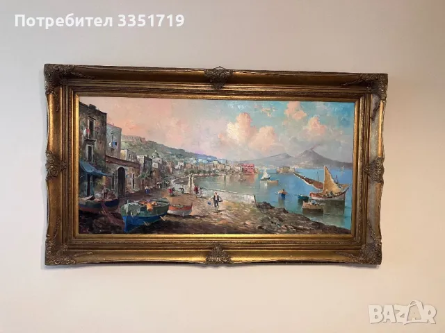 Голяма 145см/85см маслена картина Неапол и Везувий, снимка 3 - Картини - 49903412