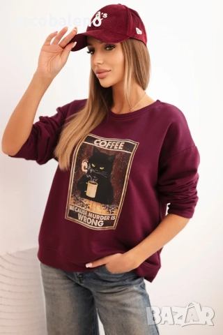 Дамски памучен суитшърт с щампа и текст на котка, 8цвята , снимка 9 - Суичъри - 51683532