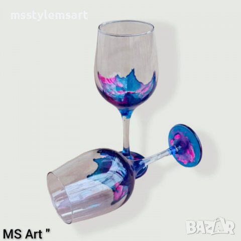 Ръчно рисувани чаши за вино , снимка 5 - Чаши - 39109580