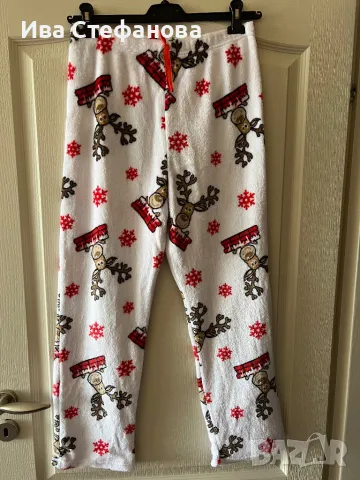меко топло висока талия полар поларени ново коледно елени еленчета универсален размер  долнище, снимка 2 - Панталони - 48086737