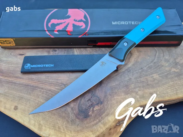 Нож с фиксирано острие Microtech Santoku 3100B/3200B ,Bohler M390 фултанг, снимка 8 - Ножове - 56209525