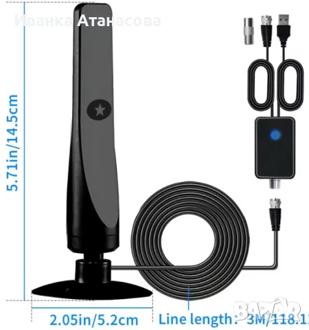 Цифрова антена за ефирна телевизия ТВ TV antena HDTV , снимка 6 - Приемници и антени - 51359391