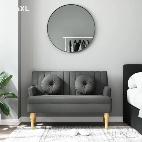 vidaXL Пейка с възглавници, тъмносиво, 113x64,5x75,5 см, плат, снимка 3 - Дивани и мека мебел - 56147429