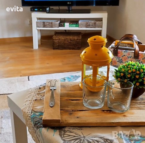 Ръчно изработен дизайнерски поднос с антични дръжки! 