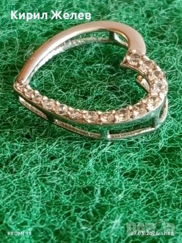 Сребърна висулка във формата на сърце ❤️ с кристали 51759, снимка 7 - Колиета, медальони, синджири - 53994361