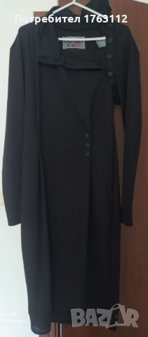 Fetish официална черна рокля, с пръст на ръкава и копчета около деколтето за висока яка или свалена, снимка 3 - Рокли - 42354518