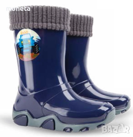 36,96лв (18,90еuro) DEMAR: Нови детски Гумени ботуши с Топло чорапче. Размери 20-35. СИН