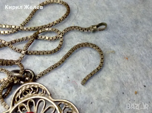 СТАРИНЕН ФИЛИГРАНЕН СРЕБЪРЕН МЕДАЛЬОН с ФИНА СРЕБЪРНА ВЕРИЖКА СРЕБРО 925 с НУЖДА от ЗАКОПЧАЛКА 26418, снимка 7 - Антикварни и старинни предмети - 49981839