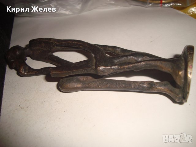 СТАРА БРОНЗОВА АФРИКАНСКА СТАТУЕТКА РЪЧНА ЕТНО АРТ ИЗРАБОТКА УНИКАТ с ТЪМНА ПАТИНА ФИГУРА 16647, снимка 8 - Статуетки - 31697021