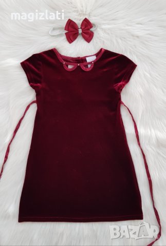 Детска рокля червено кадифе 4 години, снимка 9 - Детски рокли и поли - 42889310