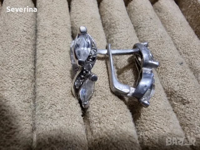 Сребърни, като нови обеци английско закопчаване , снимка 3 - Обеци - 49040862