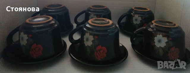Сервиз за кафе/чай -гланцирана рисувана керамика, снимка 3 - Сервизи - 36839599