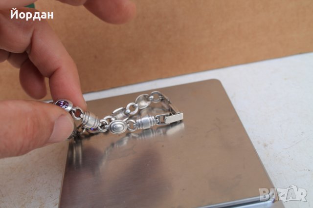 Немски часовник кварц гривна сребро и аметист ***, снимка 3 - Антикварни и старинни предмети - 40404627