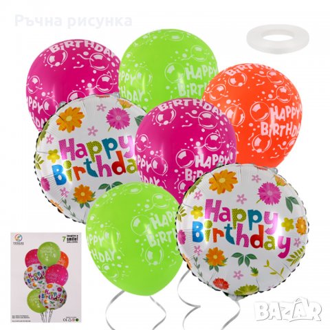 Комплект Балони "Happy Birthday" /7 броя/, снимка 1 - Декорация за дома - 35575535
