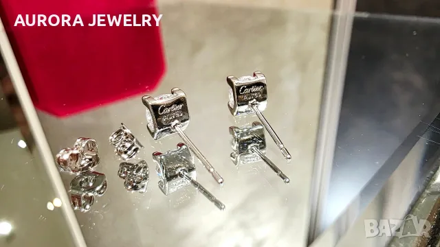 CARTIER C de Cartier White Gold Stud Diamond Дамски Обеци, снимка 8 - Обеци - 56111819
