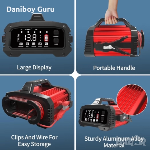 Бустер  и Smart Зарядно за акумулатори 25А Всички видове AGM, GEL,  LiFepo4, оловни, снимка 5 - Аксесоари и консумативи - 52181396