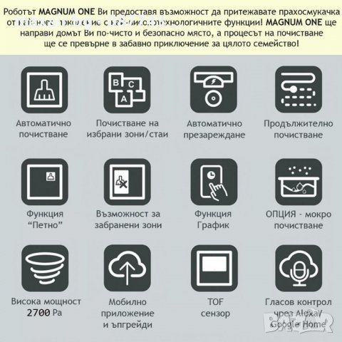 MAGNUM ONE Black – Прахосмукачка робот с БГ приложение (черен) * Безплатна доставка, снимка 9 - Прахосмукачки - 36080538