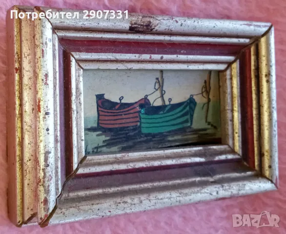 Старина картина с лодки. Италия, снимка 1