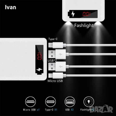 Външна батерия Power Bank за 10 броя батерии 18650, снимка 3 - Оригинални батерии - 53983409