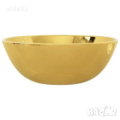 vidaXL Мивка, 28x10 см, керамична, златиста（SKU:143490）, снимка 3 - Мивки - 48647932