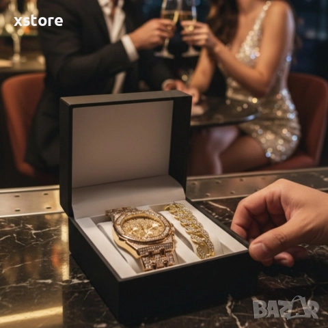 Универсален комплект часовник и гривна с кубинска плетка