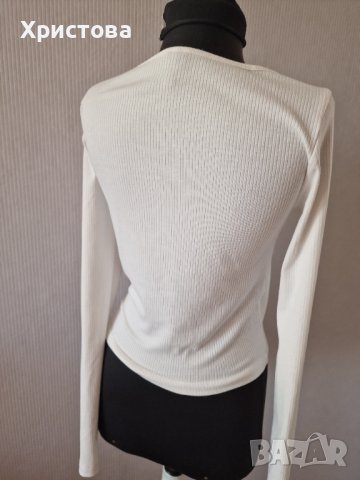 Бяла къса рипс блуза -8,00лв., снимка 4 - Блузи с дълъг ръкав и пуловери - 44231894
