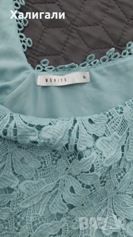 Елегантен дантелен топ светло син размер XL, снимка 4 - Корсети, бюстиета, топове - 50347124