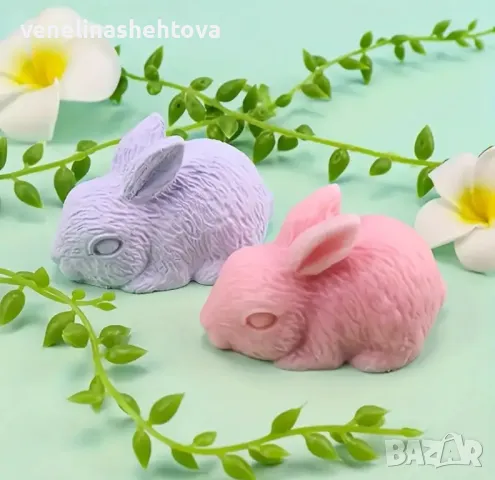 3D свито зайче заек Силиконов молд форма калъп за свещи гипс сапун , снимка 4 - Форми - 48401251