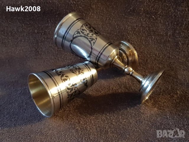 Сребърни сребро с позлата и ниело чифт руски кавказки чашки чаша, снимка 3 - Антикварни и старинни предмети - 39567489