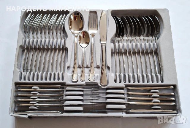 JUSTINUS - SOLINGEN - GERMANY - Прибори за хранене сервиз за 12 човека + комплект за сервиране нож , снимка 2 - Други ценни предмети - 53964849