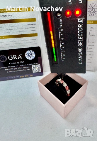 Сребърен пръстен с мойсанит (Диамант) 7 карата, снимка 10 - Пръстени - 54355658