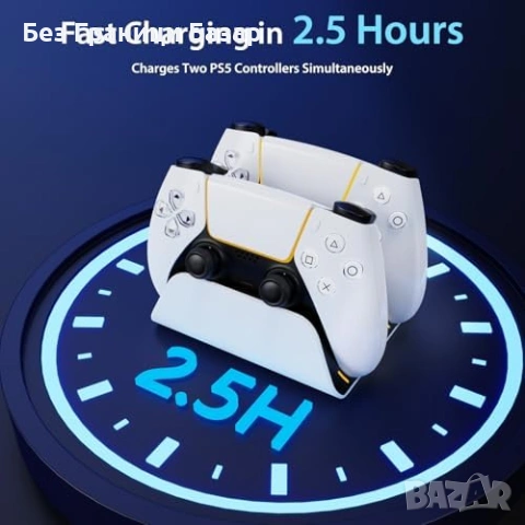 Нова Док станция за PS5 контролери джойстик двойно зареждане LED бяла, снимка 2 - Аксесоари - 53886905
