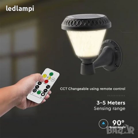 LED Соларен Градински Аплик RF Дистанционно CCT3в1, снимка 3 - Соларни лампи - 37265400