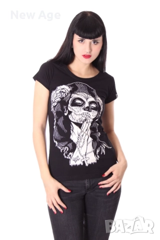 GIPSY ROSE Tattoo by Liquor Brand оригинална - Метал, Готик, Рок - размер S, снимка 4 - Тениски - 51576551