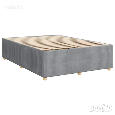 vidaXL Боксспринг легло с матрак, светлосиво, 160x200 см, плат, снимка 8 - Спални и легла - 56146933