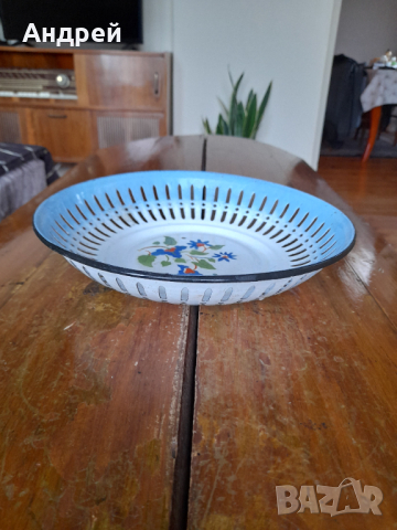 Стара емайлирана чиния,фруктиера #7