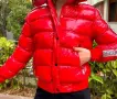 Tommy Hilfiger Дамско Лачено Зимно Яке С Качулка С Пух Томи Хилфигер - Черно И Червено Код VAL-43, снимка 1