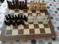 Немски шах дървена кутия,стъклени и дървени фигури