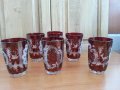 Кристални чаши цветен червен кристал , снимка 1 - Антикварни и старинни предмети - 37544778