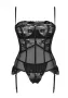Секси корсет с прашки в черен цвят Serena Obsessive, снимка 4