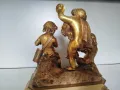 БРОНЗОВА СКУЛПТУРА 19-ВЕК Франция ДЕЦА МУЗИКАНТИ ВЪВ ПОЗЛАТА , снимка 16