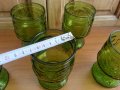 Стъклени чаши цветно зелено стъкло , снимка 2