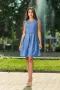 Разкроена пастелно синя рокля с камъчета в талията арт.1351, снимка 2