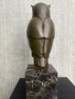 Уникална Бронзова Сова Art Deco – Оригинална Френска Скулптура, Cezaro, снимка 3