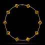 Van Cleef & Arpels VCA 10 Motifs Gold Tiger Eye Vintage Alhambra Дамско Колие, снимка 8