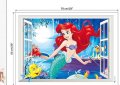 3D стикер лепенка за стена Малката Русалка Ариел флаундър и рак прозорец, снимка 2