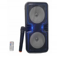 Караоке Тонколона 2x6.5" S-6, 1 безжичен микрофон, Bluetooth, FM радио, micro SD/USB/AUX, Светлинни , снимка 2 - Аудиосистеми - 30481038