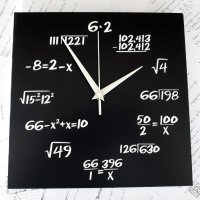 Стенен часовник Математика - черен, снимка 1 - Стенни часовници - 44273752