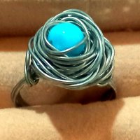 Ръчна изработка пръстен син тюркоаз, снимка 1 - Пръстени - 44350490