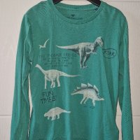 6-7г 122см Блуза с дълъг ръкав памук зелена с динозаври без следи от употреба, снимка 1 - Детски Блузи и туники - 39197587